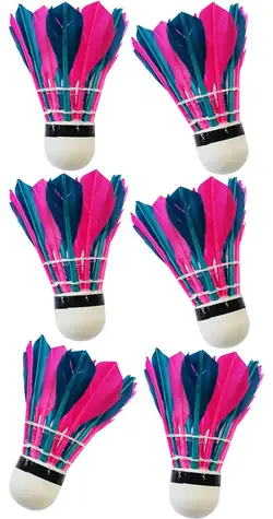 Acra Feather Badminton-Federbälle, zweifarbig, 6 Stück / Badminton-Federbälle / Dose / ab 3 Jahren