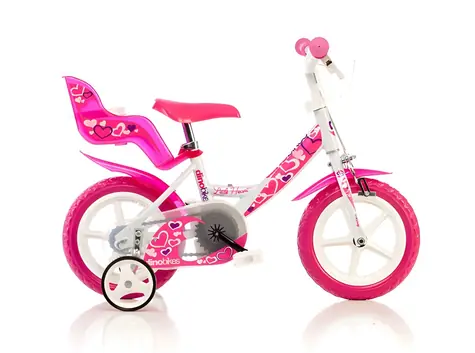 Dino BIKES Kinderfahrrad CSK5124 weiß-rosa / 12"-Räder / abnehmbare Stützräder / verstellbarer Sattel