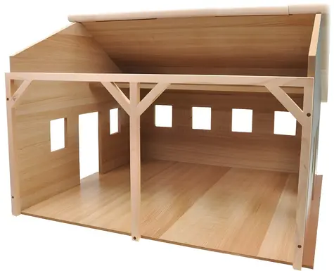 KIDS GLOBE Traktorgarage 1:16 / Holzbausatz / 2 Stellplätze / ab 4 Jahren