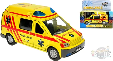 Kinder-Globus-Krankenwagen 14 cm / Metall / Licht und Sound / ab 3 Jahren