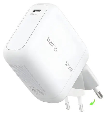 Belkin BOOST CHARGE Ladegerät weiß / Ladegerät / USB-C / 100 W / GaN / Klappstecker