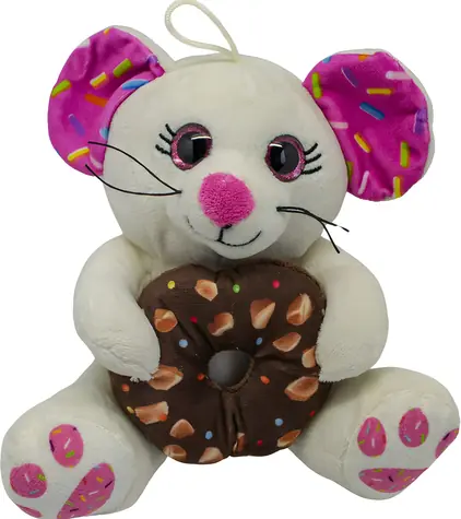 SPARKYS Plüschmaus mit Donut, weiß / 20 cm / Plüsch