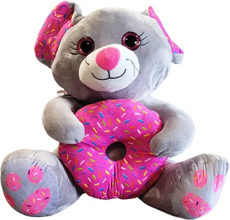 SPARKYS Plüschmaus mit Donut, grau / 25 cm
