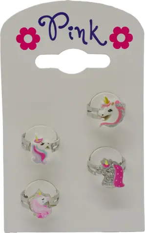 SPARKYS Kinderringe Einhorn / 4 Stück / ab 3 Jahren