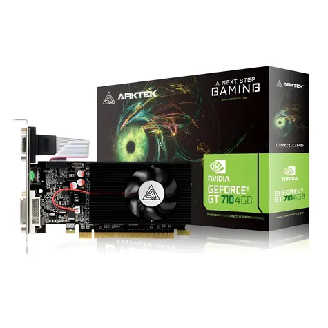 ARKTEK GeForce GT710 4GB / Grafikkarte / 954 MHz / 4 GB DDR3 / 64-Bit / PCIe 2.0 / DVI + HDMI + VGA