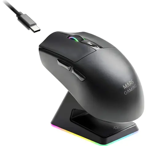 Mars Gaming MMWELITE schwarz / Gaming-Maus / optisch / 20000 DPI / Bluetooth / 6 Tasten