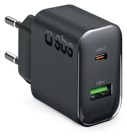 SBS Reiseadapter PD 65 W schwarz / Reiseadapter / USB-A/USB-C