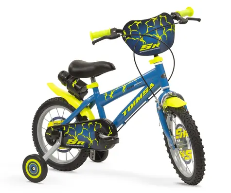 TOIMSA Kinderfahrrad Lightning 14" blau / Seitenräder / Doppelbremsen / Luftreifen / ab 4 Jahren