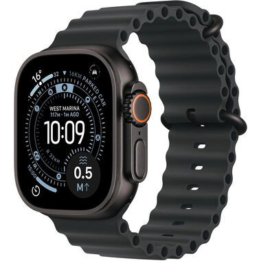 Apple Watch Ultra 3 (2025) GPS+Cellular 49 mm schwarzes Titangehäuse - schwarzes Ocean-Armband / 130-200 mm 