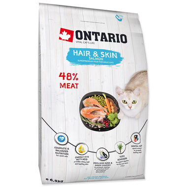 Ontario Cat Hair & Skin 6,5kg / Granulat für erwachsene Katzen