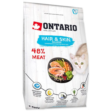Ontario Cat Hair & Skin 400g / Granulat für erwachsene Katzen