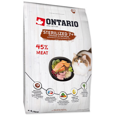 Ontario Cat Sterilised 7+ Senior 6,5kg / Granulat für Katzen 
