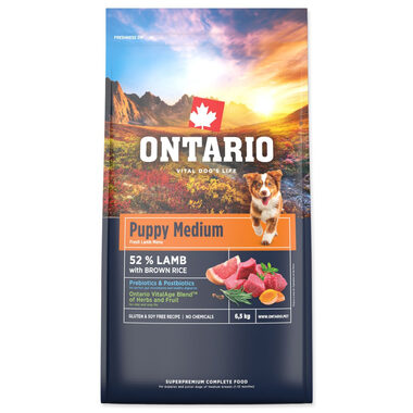 Ontario Puppy Medium Lamm & Brauner Reis 6,5kg / Welpenfutter
