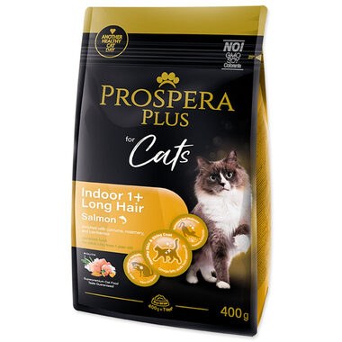 Prospera PLUS Indoor 1+ Lachs Long 400g / Granulat für erwachsene Katzen