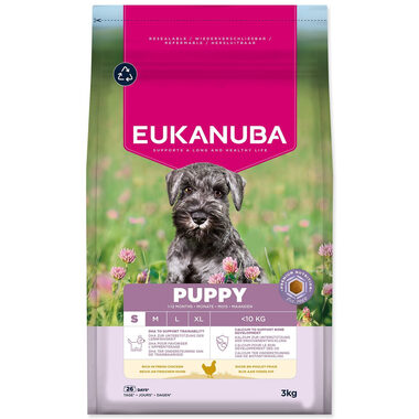 Eukanuba Puppy Small reich an frischem Huhn 3kg / Granulat für Welpen 