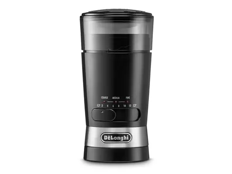 DeLonghi KG210 schwarz / Kaffeemühle / 170 W / Mahlgradkontrolle / herausnehmbares Tablett / 12 Tassen 