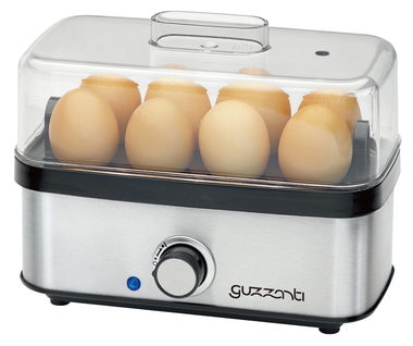 Guzzanti GZ 608 silber / Eierkocher / 400W / für 8 Eier / hart- & weichgekochte Eier / Omelettaufsatz
