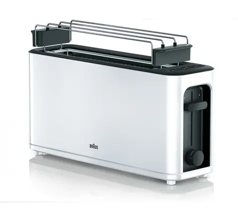 Braun PurEase HT 3110 weiß / Toaster / 1000W / 2 Schlitze / 7 Toaststufen / Aufsatz zum Erhitzen von Gebäck
