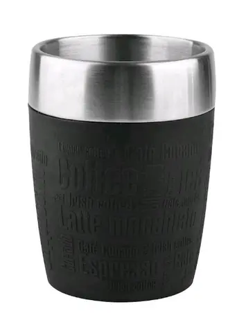 Emsa TRAVEL CUP 0,2 l schwarz / Reisebecher / Edelstahl 18/10 + PP