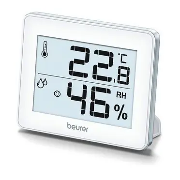 BEURER HM 16 digitales Thermometer & Hygrometer weiß / Temperatur & Luftfeuchtigkeit / °C & °F / Standfuß