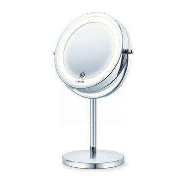 BEURER BS 55 Kosmetikspiegel / Durchmesser: 13 cm / 2 Spiegelflächen / LED-Licht / batteriebetrieben