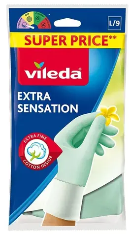 Vileda Extra Sensation (Größe L) / Schützende Reinigungshandschuhe / Anti-Rutsch-Ausrüstung / 1 Paar