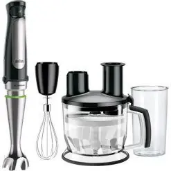 Braun MQ7075X X MultiQuick 7 schwarz / Stabmixer / 1000 W / 600 ml Behälter / Zerkleinererbehälter / Schneebesenaufsatz