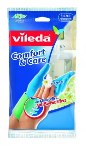 Vileda Comfort Extra (Größe L) / Schutzhandschuhe zur Reinigung / rutschfeste Ausrüstung / 1 Paar