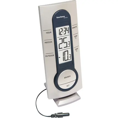TechnoLine WS 7033 silber / Uhr / Temperatur / 1x AAA