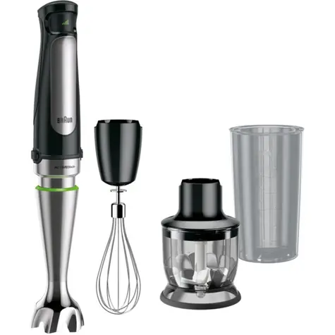 Braun MultiQuick 7 MQ 7025X schwarz-silber / Stabmixer / 1000W / Schneebesen / Rührschüssel 0,6 l / Zerkleinerer 350ml