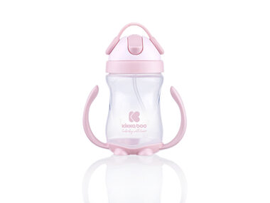 KikkaBoo Becher mit Silikonstrohhalm, 300 ml, ab 12 Monaten, Pink