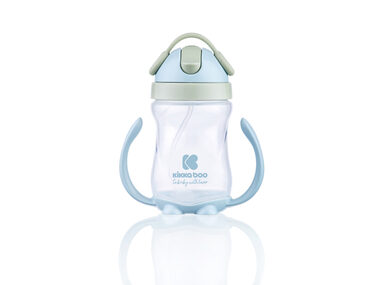 KikkaBoo Becher mit Silikonstrohhalm 300 ml 12 Monate+ Blau