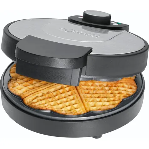 Bomann WA 1365 CB silberschwarz / Waffeleisen / 1000 W / Antihaftbeschichtete Oberflächen
