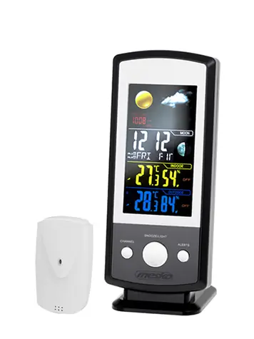 Mesko MS 1177 schwarz / Wetterstation / Uhr / Temperatur / Luftfeuchtigkeit / Vorhersage / 2x AA