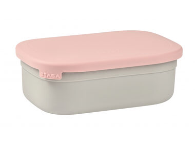 Beaba Snackbox aus Edelstahl, samtgrau/staubiges Rosa