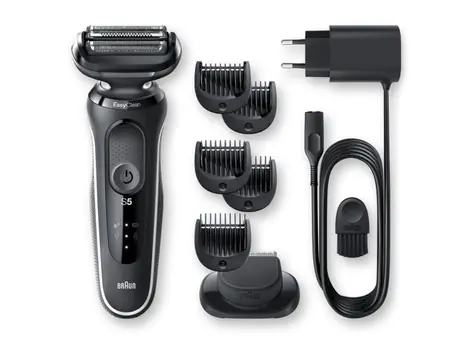 Braun 51-W1500s Wet & Dry weiß-schwarz / Rasierer / wasserfest / 50 Min. Betrieb / Gesichts- und Körpertrimmer 