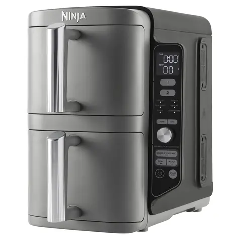 Ninja SL400EU silber / Heißluftfritteuse / 2470W / 2x 4,75 L / 6 Programme / 2 Körbe 