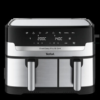 TEFAL Dual Easy Fry & Grill EY905D10 / Heißluftfritteuse / 2700 W / Volumen 5,2 l + 3,1 l / 8 Programme