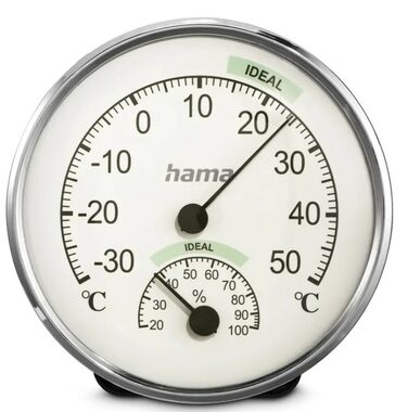 HAMA Chios analoges Thermometer & Hygrometer Silber