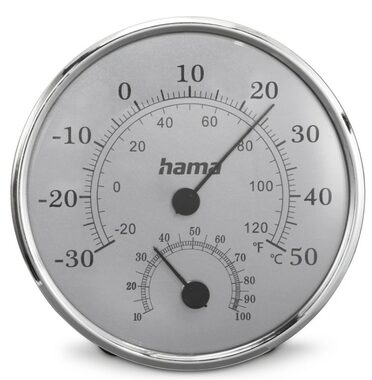 HAMA Saipan analoges Thermometer & Hygrometer Silber