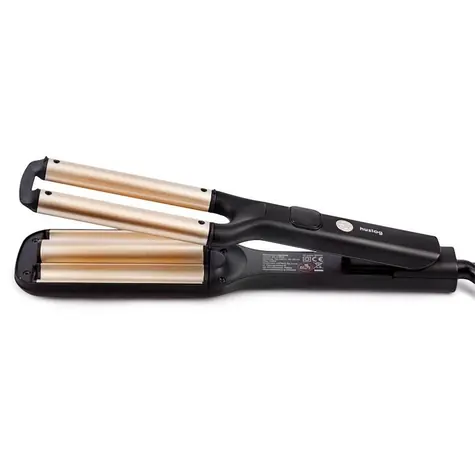 Huslog Triple Lockenstab mit Display schwarz-gold / 100 - 200 °C / 3 Temperaturen / 100W