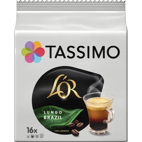 Jacobs L'OR Café Lungo Brazil Tassimo 16 Stück / Kapselkaffee 