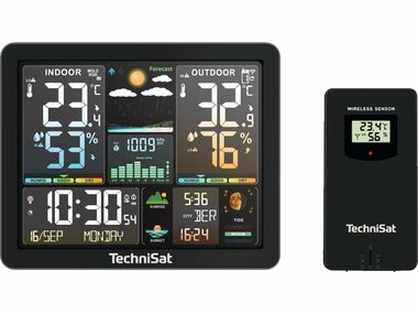 TechniSat iMETEO 500 schwarz / Wetterstation / LCD-Display / Temperatur / Luftfeuchtigkeit / 2x AA / 2x AAA