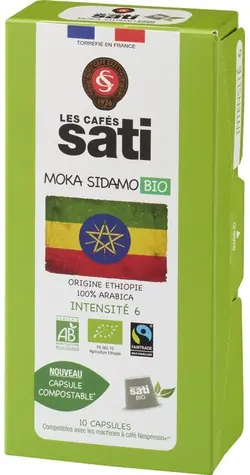 Les Cafés Sati Ethiopia Bio Nespresso 10 Stück / Kapselkaffee 