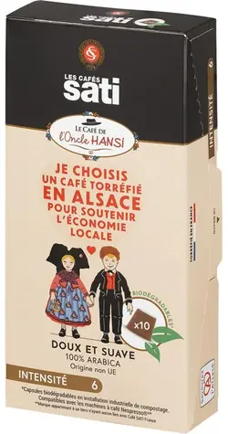 Les Cafés Sati Hansi Nespresso 10 Stück / Kapselkaffee 