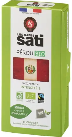 Les Cafés Sati Peru Bio Nespresso 10 Stück / Kapselkaffee 