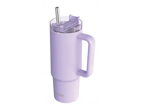 Quokka Edelstahl-Thermosbecher mit Strohhalm Stream Purple 950 ml