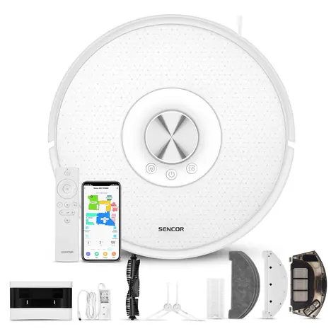 Sencor SRV 9350WH weiß / Roboterstaubsauger / Saugen & Wischen / 50W / 65dB / 5000mAh