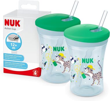 NUK Cup mit Strohhalm 230ml / ab 12+ / grün