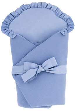 Bomimi Quick Swaddle mit Rüsche, Musselin, blau